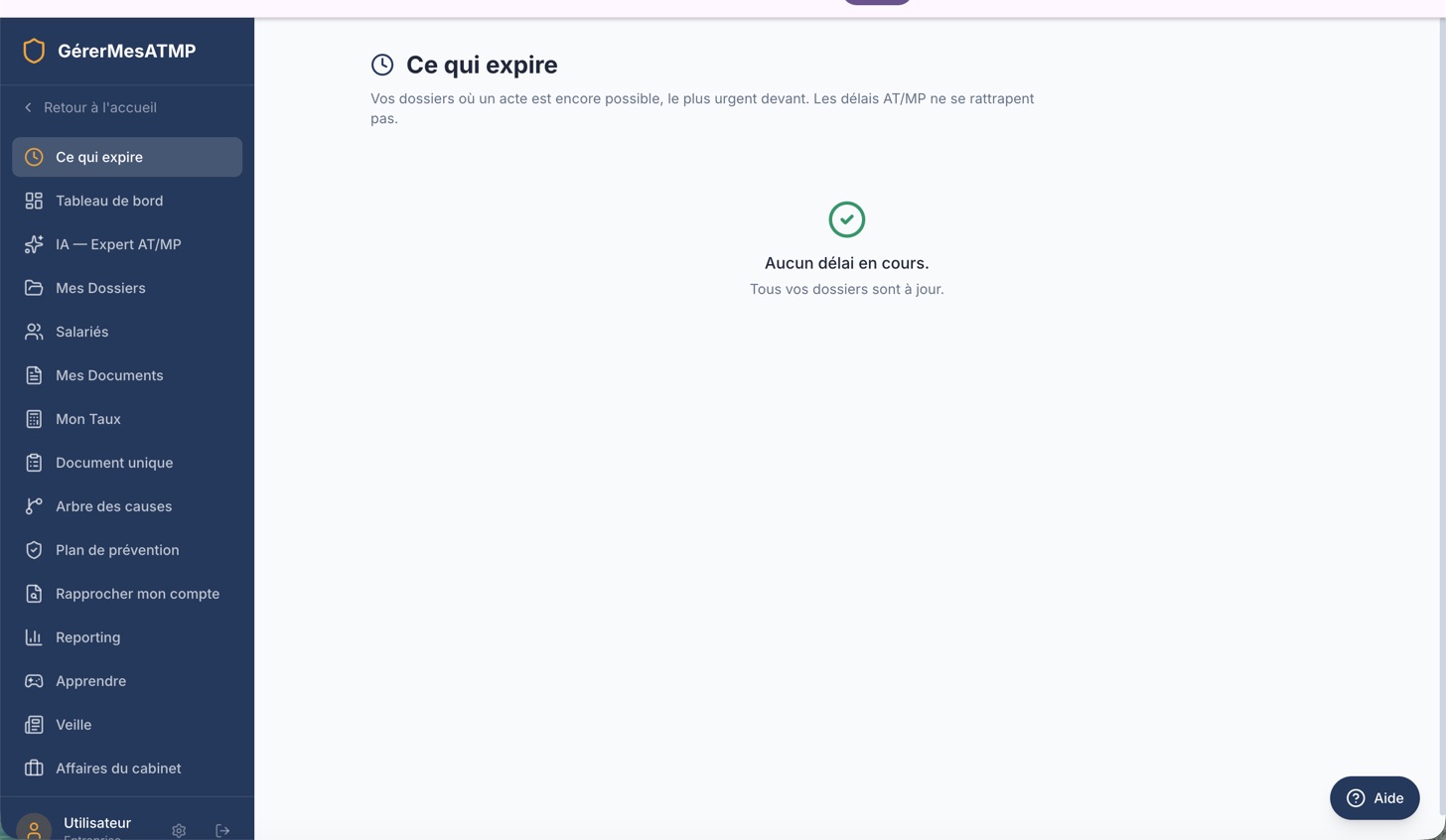 Capture d'écran du module Ce qui expire